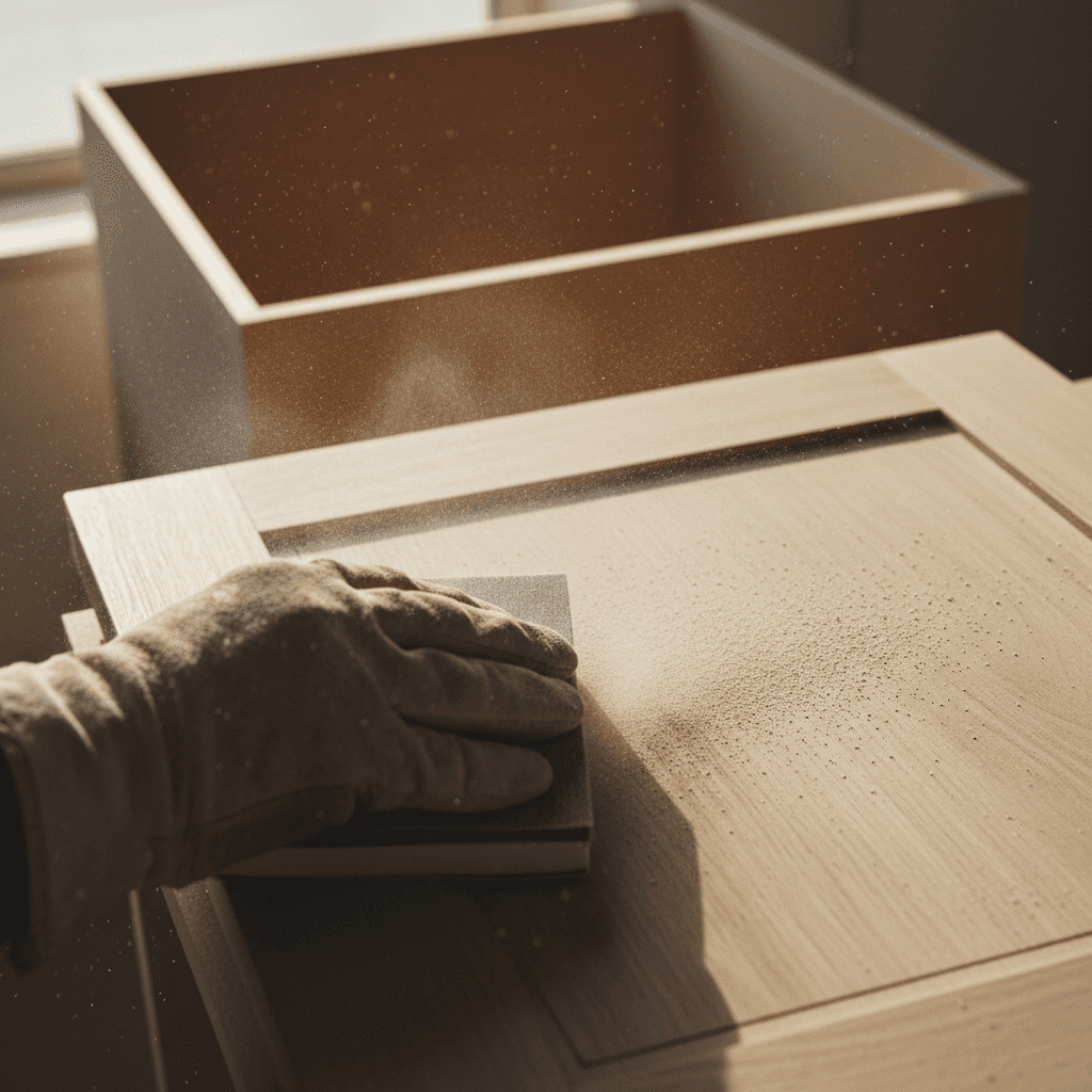 Professional cabinet surface preparation and sanding
