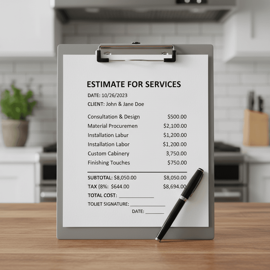 Cabinet repainting estimate showing transparent pricing